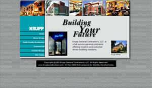 Krupp General Contractors home page as designed by Identity Developments.